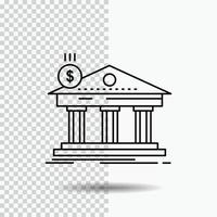 Architecture. bank. banking. building. federal Line Icon on Transparent Background. Black Icon Vector Illustration