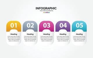 5 step business Horizontal Infographic template vector