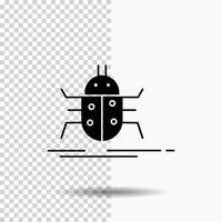 Bug. bugs. insect. testing. virus Glyph Icon on Transparent Background. Black Icon vector