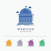 Library. school. education. learning. university 5 Color Glyph Web Icon Template isolated on white. Vector illustration