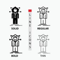 Business. connection. human. network. solution Icon in Thin. Regular. Bold Line and Glyph Style. Vector illustration