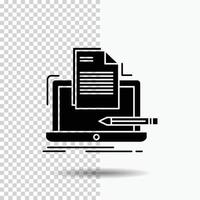 Coder. coding. computer. list. paper Glyph Icon on Transparent Background. Black Icon vector