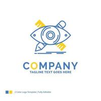 design. designer. illustration. sketch. tools Blue Yellow Business Logo template. Creative Design Template Place for Tagline. vector