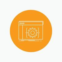 Api. app. coding. developer. software White Line Icon in Circle background. vector icon illustration