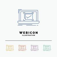 system. monitoring. checklist. Good. OK 5 Color Line Web Icon Template isolated on white. Vector illustration
