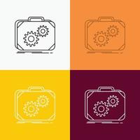 Briefcase. case. production. progress. work Icon Over Various Background. Line style design. designed for web and app. Eps 10 vector illustration