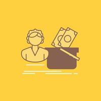 Salary. Shopping. basket. shopping. female Flat Line Filled Icon. Beautiful Logo button over yellow background for UI and UX. website or mobile application vector