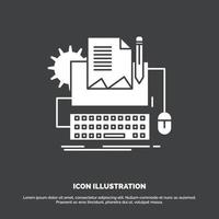 Type Writer. paper. computer. paper. keyboard Icon. glyph vector symbol for UI and UX. website or mobile application