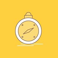 compass. direction. navigation. gps. location Flat Line Filled Icon. Beautiful Logo button over yellow background for UI and UX. website or mobile application vector