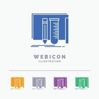 build. equipment. fab. lab. tools 5 Color Glyph Web Icon Template isolated on white. Vector illustration