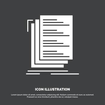 código. codificación. compilar. archivos icono de lista. símbolo de vector de glifo para ui y ux. sitio web o aplicación móvil