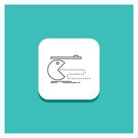 Round Button for Character. computer. game. gaming. pacman Line icon Turquoise Background vector