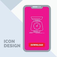 implementación. masa. escala. escamas. icono de línea de volumen en el móvil para la página de descarga vector