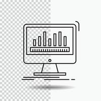 analytics. processing. dashboard. data. stats Line Icon on Transparent Background. Black Icon Vector Illustration