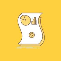 Estimation. love. relationship. response. responsive Flat Line Filled Icon. Beautiful Logo button over yellow background for UI and UX. website or mobile application vector