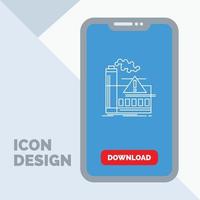 pollution. Factory. Air. Alert. industry Line Icon in Mobile for Download Page vector