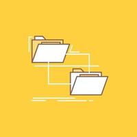 folder. file. management. move. copy Flat Line Filled Icon. Beautiful Logo button over yellow background for UI and UX. website or mobile application vector