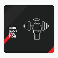 Red and Black Creative presentation Background for Dumbbell. gain. lifting. power. sport Line Icon vector