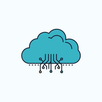 cloud. computing. data. hosting. network Flat Icon. green and Yellow sign and symbols for website and Mobile appliation. vector illustration
