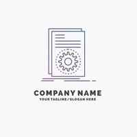 código. ejecutable. expediente. correr. plantilla de logotipo de empresa púrpura script. lugar para el eslogan vector