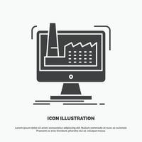 digital. factory. manufacturing. production. product Icon. glyph vector gray symbol for UI and UX. website or mobile application