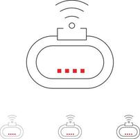 conjunto de iconos de línea negra fina y audaz de señal wifi de seguridad del dispositivo vector