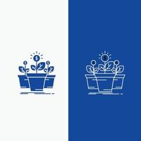 growth. money. plant. pot. tree Line and Glyph web Button in Blue color Vertical Banner for UI and UX. website or mobile application vector