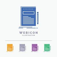 Business. document. file. paper. presentation 5 Color Glyph Web Icon Template isolated on white. Vector illustration