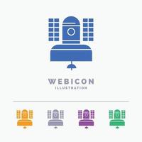 Satellite. broadcast. broadcasting. communication. telecommunication 5 Color Glyph Web Icon Template isolated on white. Vector illustration