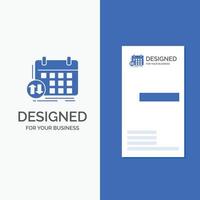 Business Logo for schedule. classes. timetable. appointment. event. Vertical Blue Business .Visiting Card template. vector