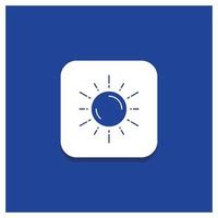 Blue Round Button for sun. space. planet. astronomy. weather Glyph icon vector