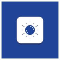 Blue Round Button for sun. space. planet. astronomy. weather Glyph icon vector