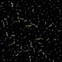 Golden Confetti And Streamer Ribbon Falling On Black Background. Vector