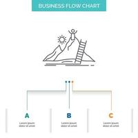 Success. personal. development. Leader. career Business Flow Chart Design with 3 Steps. Line Icon For Presentation Background Template Place for text vector