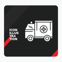 Red and Black Creative presentation Background for ambulance. truck. medical. help. van Glyph Icon vector