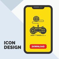 Game. gaming. internet. multiplayer. online Glyph Icon in Mobile for Download Page. Yellow Background vector