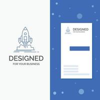 Business Logo for Launch. mission. shuttle. startup. publish. Vertical Blue Business .Visiting Card template vector