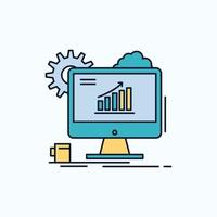 Analytics. chart. seo. web. Setting Flat Icon. green and Yellow sign and symbols for website and Mobile appliation. vector illustration