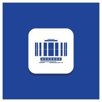 Blue Round Button for Turbine. Vertical. axis. wind. technology Glyph icon vector
