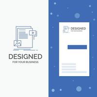 Business Logo for data. document. file. media. website. Vertical Blue Business .Visiting Card template vector