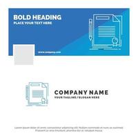 Blue Business Logo Template for agreement. contract. deal. document. paper. Facebook Timeline Banner Design. vector web banner background illustration