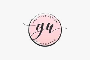 Initial GU handwriting logo with circle template vector signature, wedding, fashion, floral and botanical with creative template.