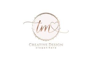 Initial TM handwriting logo with circle template vector logo of initial wedding, fashion, floral and botanical with creative template.