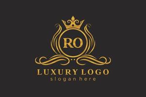 Initial RO Letter Royal Luxury Logo template in vector art for Restaurant, Royalty, Boutique, Cafe, Hotel, Heraldic, Jewelry, Fashion and other vector illustration.