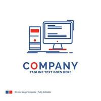 Company Name Logo Design For Computer. desktop. gaming. pc. personal. Blue and red Brand Name Design with place for Tagline. Abstract Creative Logo template for Small and Large Business. vector