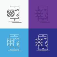 Api. Application. coding. Development. Mobile Icon Over Various Background. Line style design. designed for web and app. Eps 10 vector illustration