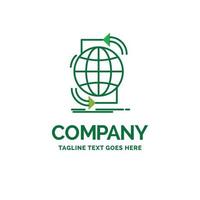 Connectivity. global. internet. network. web Flat Business Logo template. Creative Green Brand Name Design. vector