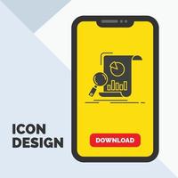 Analysis. analytics. business. financial. research Glyph Icon in Mobile for Download Page. Yellow Background vector