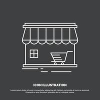 tienda. Tienda. mercado. edificio. icono de compras. símbolo de vector de línea para ui y ux. sitio web o aplicación móvil