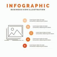 gallery. image. landscape. nature. photo Infographics Template for Website and Presentation. Line Gray icon with Orange infographic style vector illustration